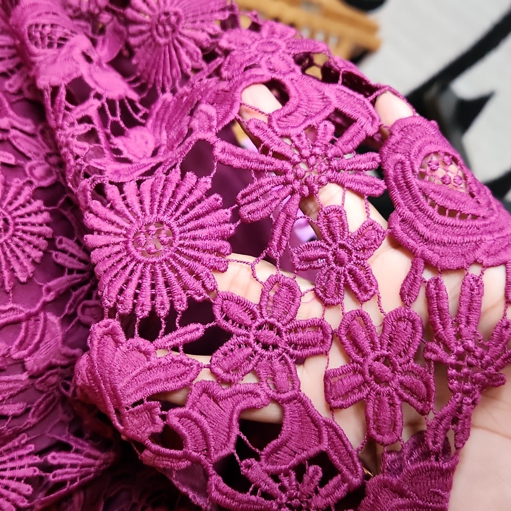 LULUS Wedding Graduation Special Ocassion Love Poem Magenta Lace Mini Dress - Picture 6 of 8